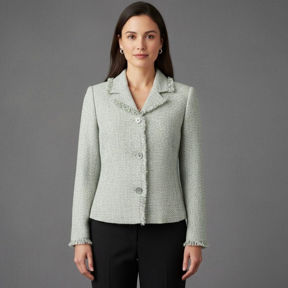 NWT Boyne Valley Weavers Tweed Jacket Size Large Women's Green White Lined
